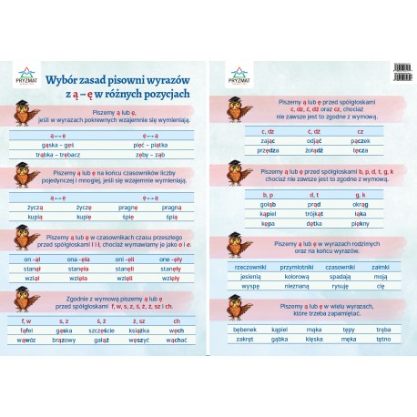 Plansza Ortograficzna Pisownia Wyraz W Z Wydawnictwo Pryzmat