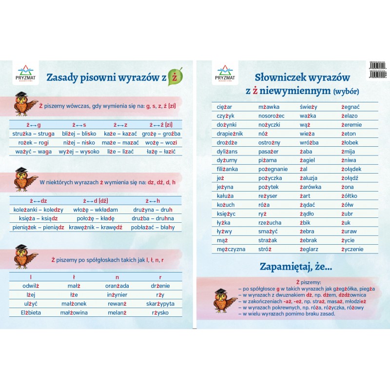 Zestaw Plansz Ortograficznych Wydawnictwo Pryzmat