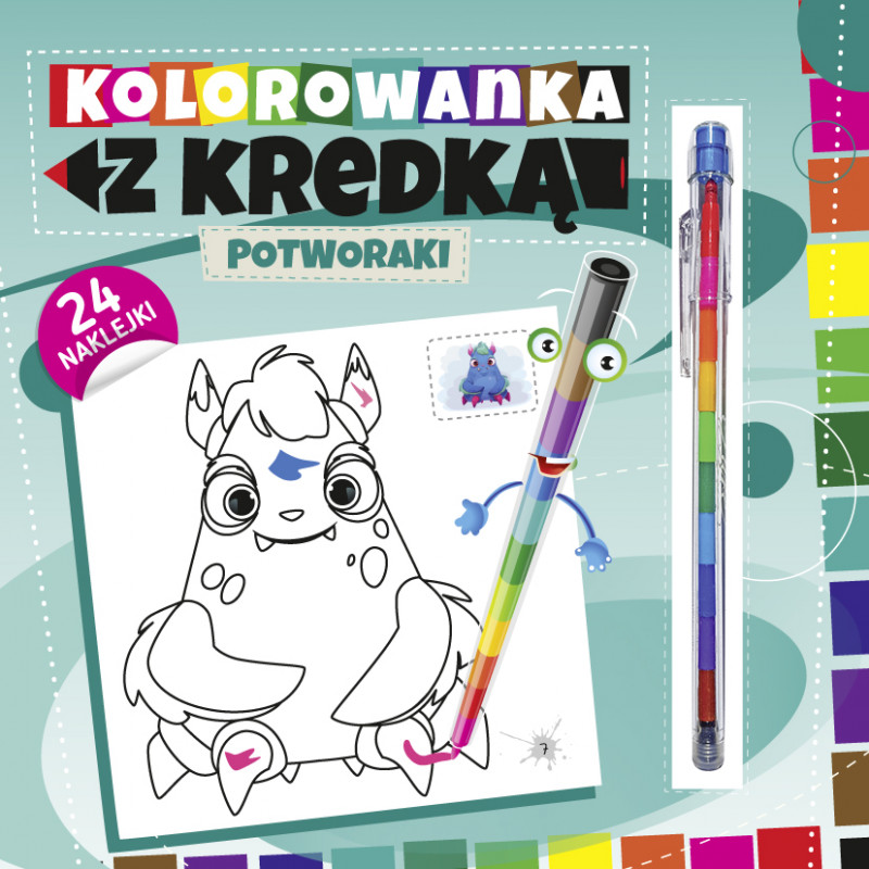 Kolorowanka z kredką. Potworki